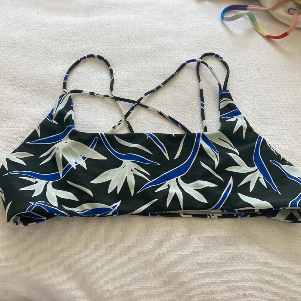 Palm Leaf Mikoh Dark Green and Royal Blue Bikini Top